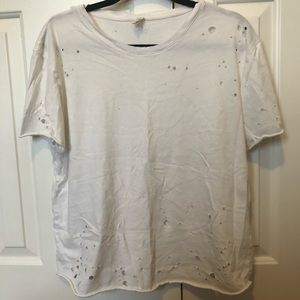 ALO Yoga distressed white tee